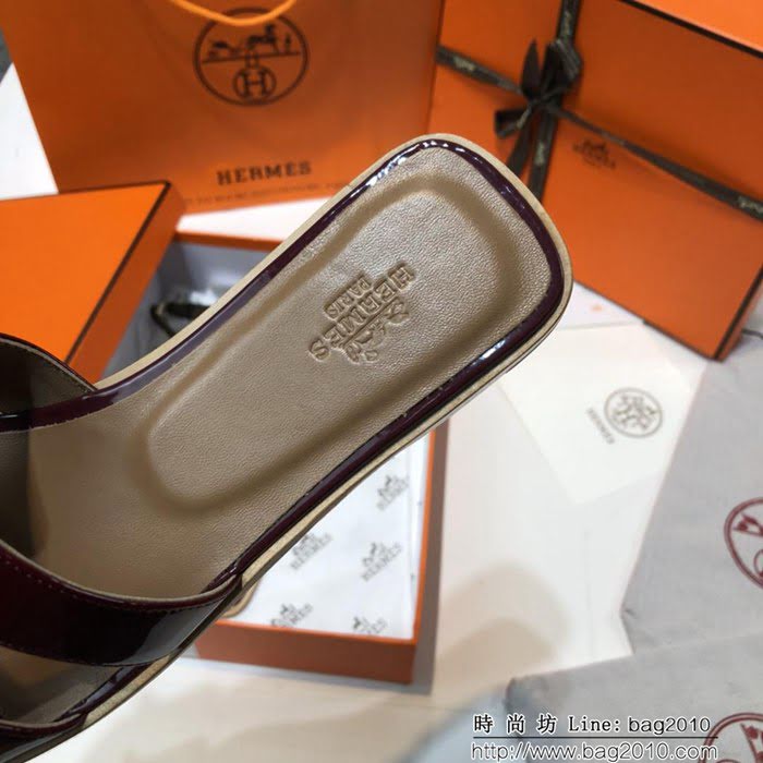 HERMES愛馬仕 頂級品質 2018漆皮系列 貴婦拖鞋 休閒百搭款 真皮底女拖鞋  dsX1413